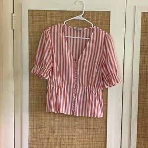 Peplum striped button up
